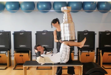 Mike Zigomanis training at Pilates North with Lisa Schklar and Stanley Cup